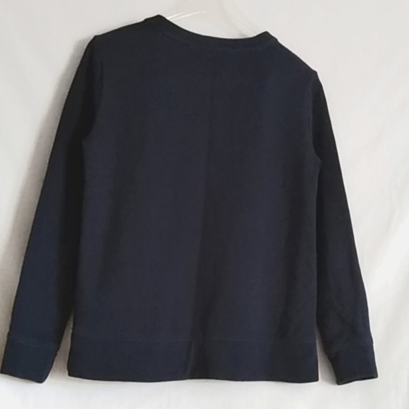 J. Crew Eyelet Sweatshirt Long Sleeve Solid Back Navy Size S - Picture 3 of 4